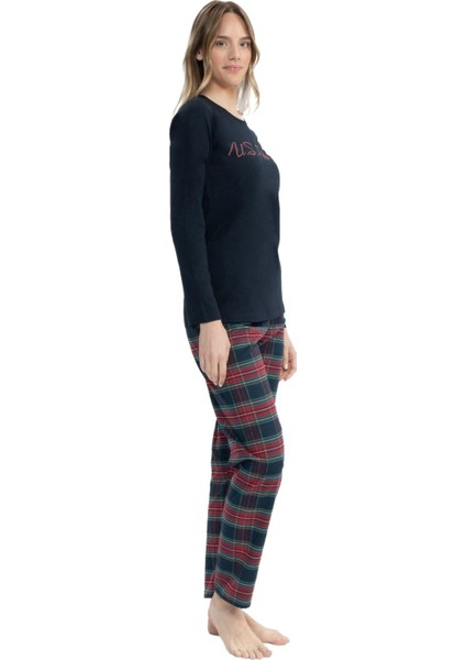 17131 Kadın Lacivert Uzun Kollu Yuvarlak Yaka Pijama Takım fiyatları