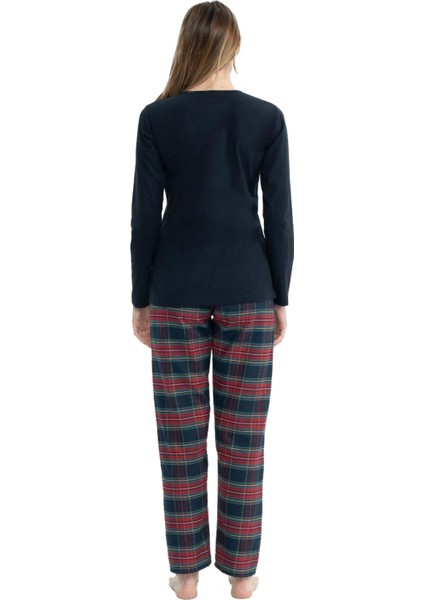 17131 Kadın Lacivert Uzun Kollu Yuvarlak Yaka Pijama Takım modelleri