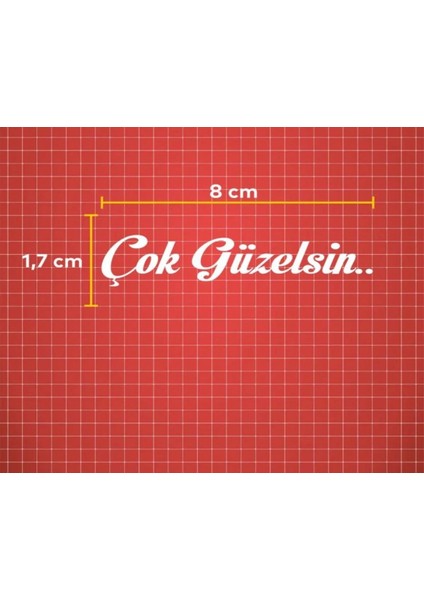 Çok Güzelsin 8 x 1.7 cm Güneşlik Sticker Beyaz Oto Sticker