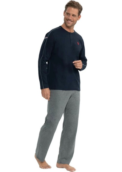 18836 Erkek Lacivert Uzun Kollu Patlı Penye Süprem Pijama Takım fiyatları