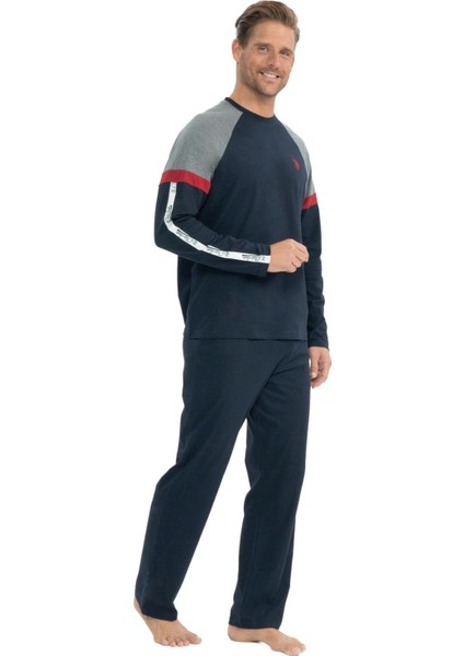 18831 Erkek Lacivert Uzun Kollu Yuvarlak Yaka Penye Süprem Pijama Takım fiyatları