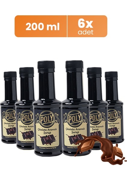 6'lı Çikolata Aromalı Kahve Şurubu 6x200 ml & Premium Blend Kahve 100 gr