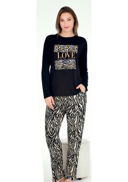 Siyah Üzeri Sarı Love Desenli M-L-XL Penye Pijama Takımı fiyatları