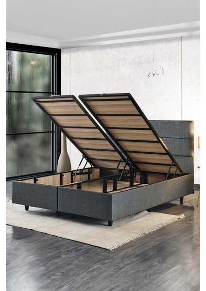 Silver Çift Kişilik Yatak Seti 150 x 200 cm Full Ortopedik Sert Yatak Kaydırmaz Kumaş Kaplı Metal Baza ve Başlık Takımı fiyatları