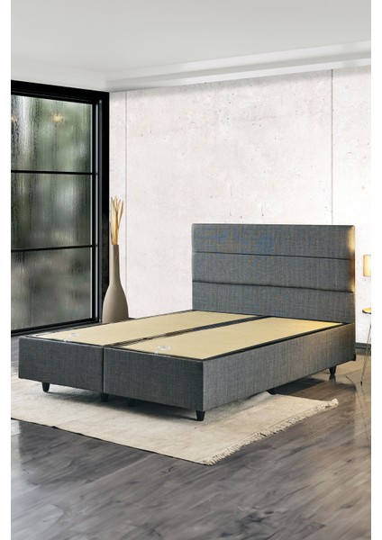 Silver Çift Kişilik Yatak Seti 150 x 200 cm Full Ortopedik Sert Yatak Kaydırmaz Kumaş Kaplı Metal Baza ve Başlık Takımı modelleri