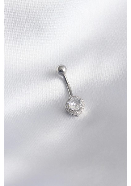 Pileli Store Pilelistore 316L Cerrahi Çelik Zirkon Taşlı Kadın Göbek Piercing - TJ-PR1208