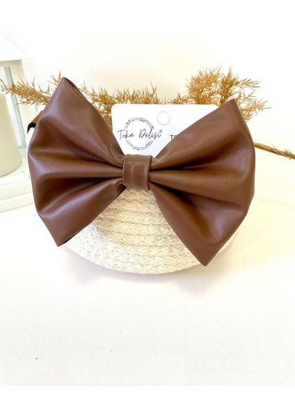 El Yapımı Taba Rengi Deri Otomatik Fiyonk Toka, Yetişkin Kadin Toka