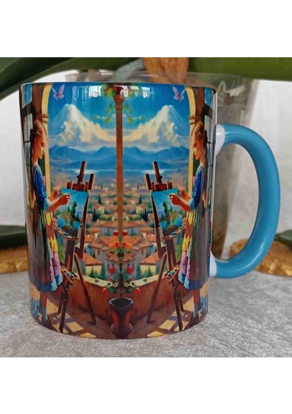 Küçük Ressam Vintage Baskı Büyük Boy Kupa