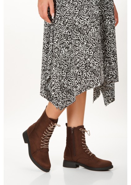 Kahverengi Süet Alçak Topuk Kadın Bot modelleri