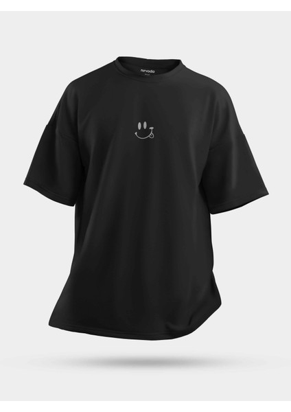 Oversize Just Smile Gülümse Baskılı Unisex Tişört