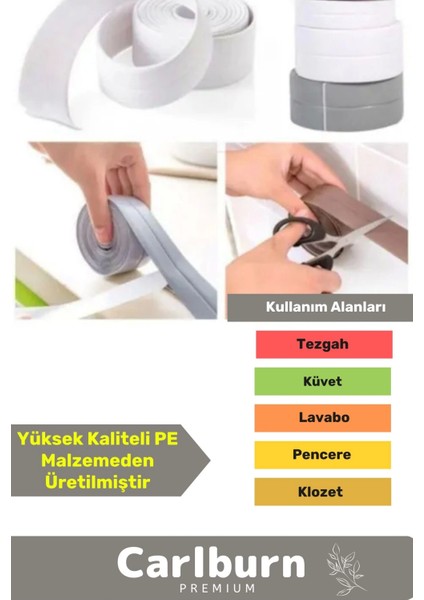 Premium Su Geçirmez Sızdırmaz Dayanıklı Pvc Yağ Kenar Küf Önleyici 3.2m Gri Izolasyon Bant 3 Adet modelleri