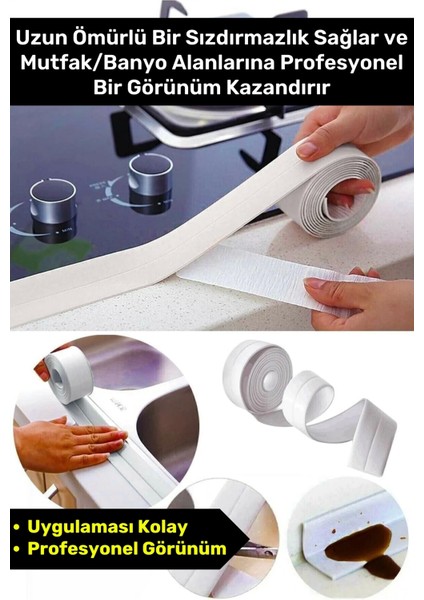 Premium Su Geçirmez Sızdırmaz Dayanıklı Lavabo Pvc Kenar Küf Önleyici 3.2m 50 Adet Izolasyon Bant indirimleri