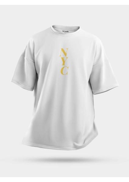 Oversize Nyc Brooklyn 92 Baskılı Unisex Tişört