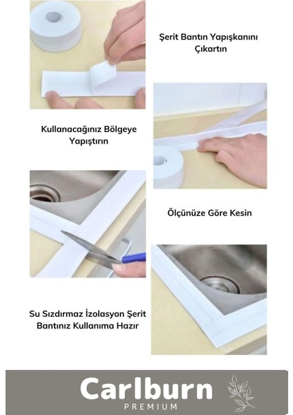 Premium Su Geçirmez Sızdırmaz Dayanıklı Pvc Yağ Kenar Küf Önleyici 3.2m Gri Izolasyon Bant 4 Adet