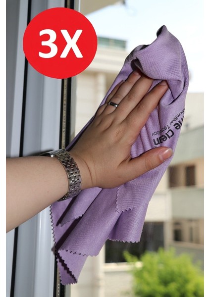 ( 3 Adet ) Mikrofiber Sihirli Cam ve Ayna Temizlik Bezi 40*50