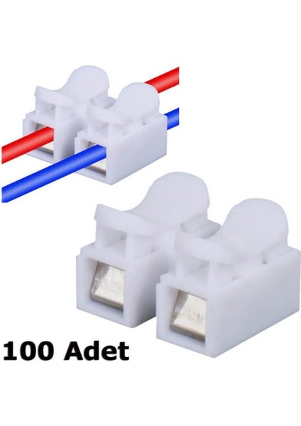 Hızlı Kablo Ekleme Aparatı - Kablo Birleştirme Konnektörü - Yaylı Basmalı Klemens - 100 Adet
