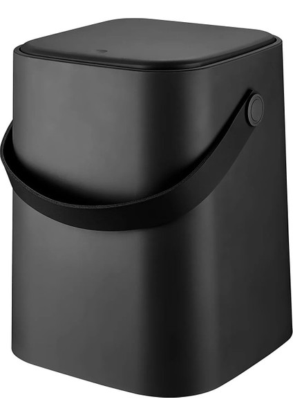 Yeni Nesil Akıllı Kapak Deri Kulplu Tezgah Üstü Mutfak Çöp Kovası 8 Litre Siyah