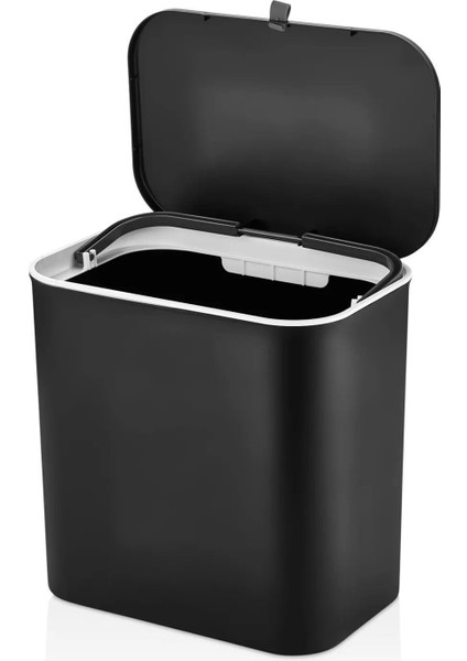 Çift Yönlü Kapaklı Banyo ve Mutfak Çöp Kutusu, 15 L, Siyah fırsatları