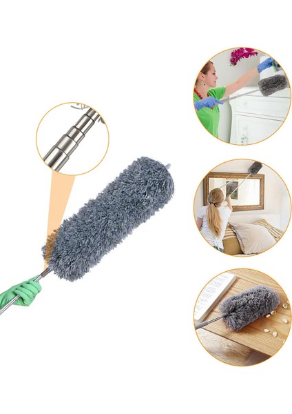 Yumuşak Mikrofiber Teleskopik Toz Alma Fırçası 3'lü Set, Uzayabilen ve Başlıklı fırsatları