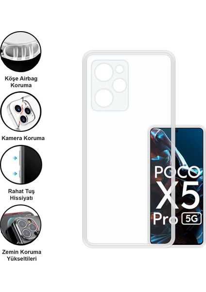 Poco X5 Pro 5g Kılıf Şeffaf Kamera Korumalı Esnek Yumuşak Silikon