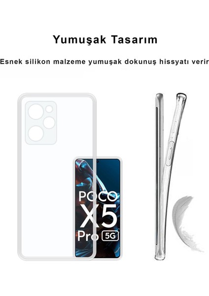 Poco X5 Pro 5g Kılıf Şeffaf Kamera Korumalı Esnek Yumuşak Silikon