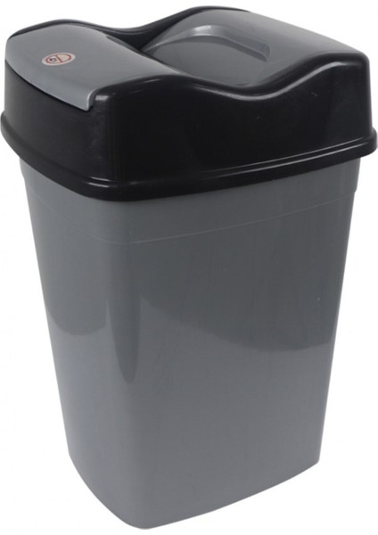 15 Lt Hassas Kapaklı Gri Plastik Girdap Çöp Kovası, 34x48 cm