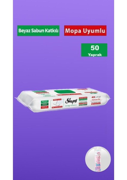 Sleepyeasy Clean Beyaz Sabun Katkılı Mopa Uyumlu Yer Temizlik Havlusu 50 Yaprak Hediyeli