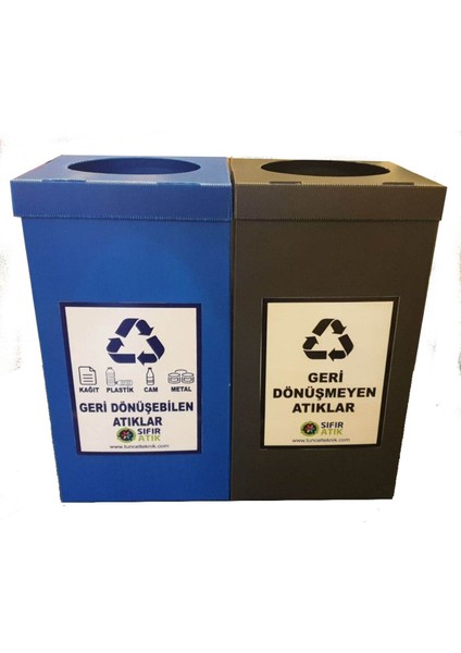 Çok Renkli 70 Litre Sıfır Atık Kolisi 2'li Set, Dayanıklı ve Kullanışlı