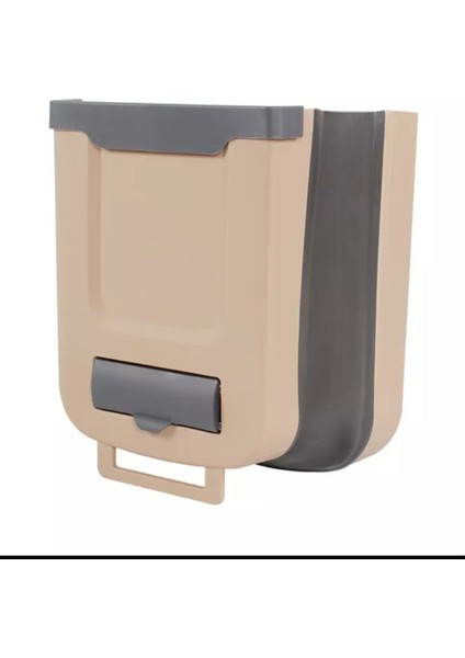 Katlanabilir Tezgah Altı Kapak Askılı 7Lt Bej (Brown) Karavan Çöp Kovası