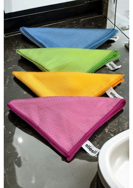 Baklava Desen Cam Bezi ve Temizlik Bezi 4lü - 40X40 cm