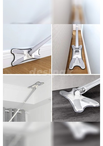 Kendinden Sıkmalı Mop Seti, Yedek Bez Hediyeli, Beyaz-Gri, Kenar ve Köşe Temizliği indirimleri