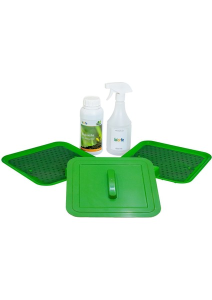 500 ml Bokashi Konsantre Ph Düzenleyici Sıvılı 18 L Kompost Kovası Ikili Set - Yeşil modelleri