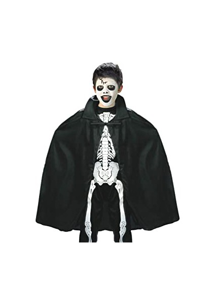 Siyah Renk Yakalı Halloween Pelerini 90 Cm