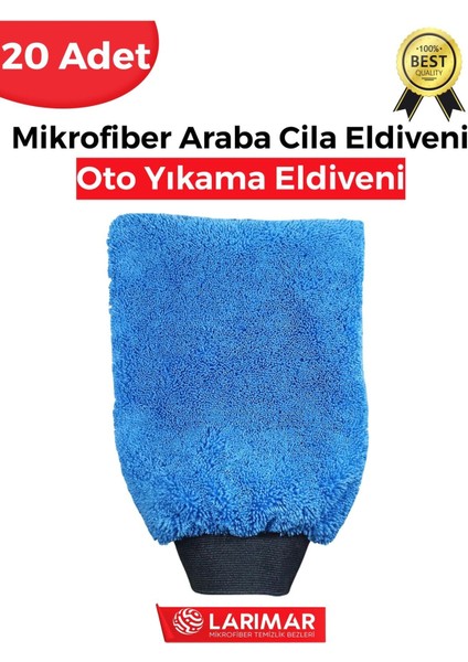 20 Adet Mikrofiber Genel Temizlik Araç Yıkama ve Cila Eldiveni Oto Yıkama Bezi