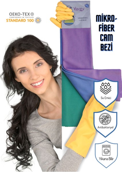 Mikrofiber 3'lü Su Emici Iz Bırakmayan Antiyel Cam Temizlik Bezi Seti 40X60