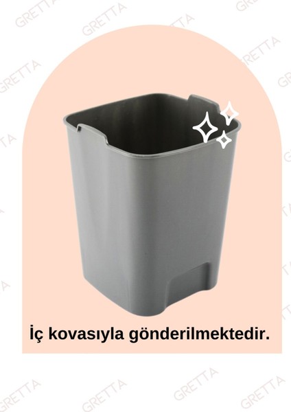 30 Litre Gümüş Siyah Kare Pedallı Çöp Kovası - Banyo Ofis Ve Kapı Önü Için Çöp Kovası