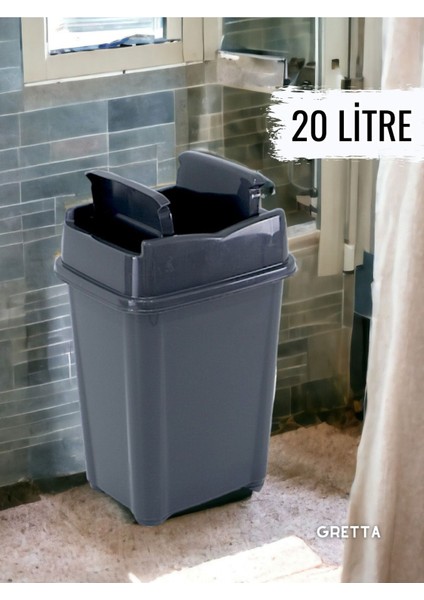 20 Litre Koyu Gri Girdap Çöp Kovası Mutfak Çöp Kovası Tezgah Üstü Çöp Kovası