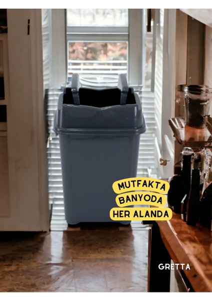 20 Litre Koyu Gri Girdap Çöp Kovası Mutfak Çöp Kovası Tezgah Üstü Çöp Kovası