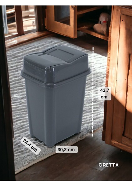 20 Litre Koyu Gri Girdap Çöp Kovası Mutfak Çöp Kovası Tezgah Üstü Çöp Kovası