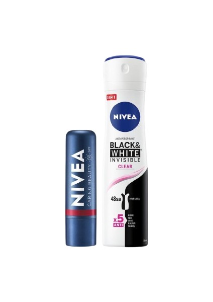 Kadın Sprey Deodorant 150 ml + Kırmızı Renkli Dudak Bakım Kremi