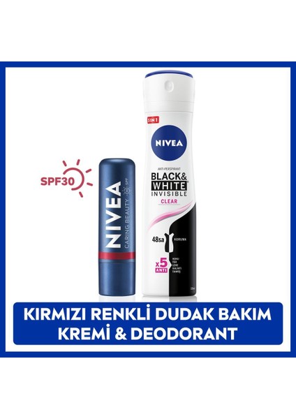 Kadın Sprey Deodorant 150 ml + Kırmızı Renkli Dudak Bakım Kremi fiyatları