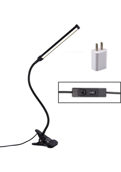 8W Ayarlanabilir Göz Korumalı Masa Lambası, Usb+Güç Fişi Siyah (Yurt Dışından)