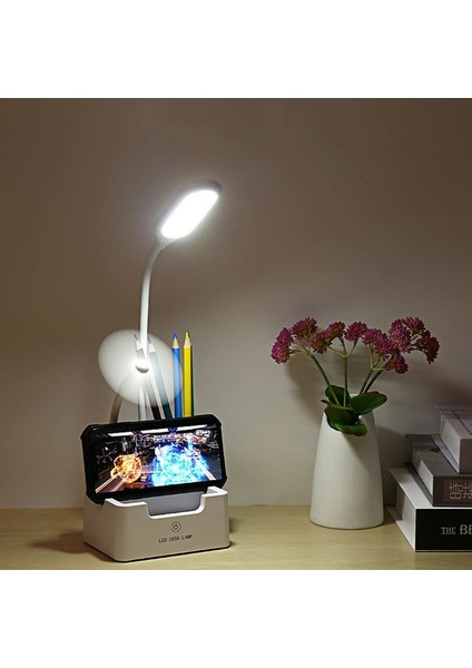 Öğrenci USB Şarj Yatak Odası Dokunmatik LED Masa Lambası Beyaz (Yurt Dışından)