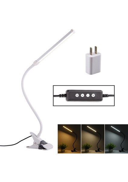 8W Katlanır Ayarlanabilir USB Şarjlı Göz Koruması Masa Lambası Beyaz (Yurt Dışından)