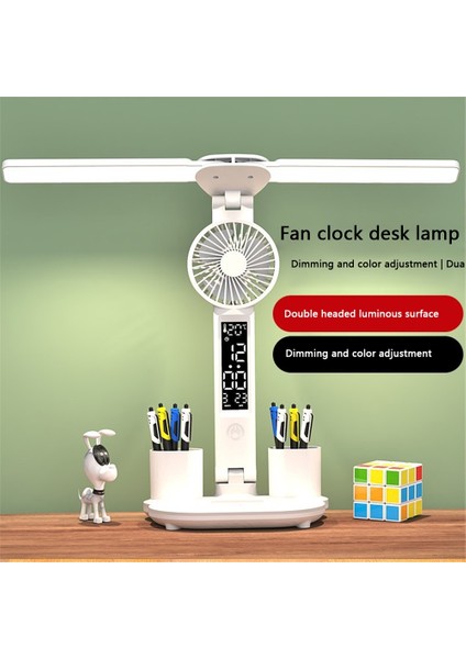 Çift Kafa Aydınlatma LED Fan Masa Lambası USB Fiş Gücü Çok Renkli (Yurt Dışından) fiyatları