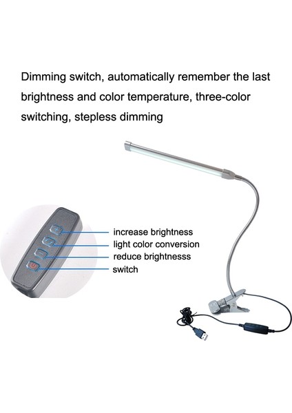 USB Klipsli Lamba Göz Koruması LED Masa Işığı Siyah (Yurt Dışından) modelleri