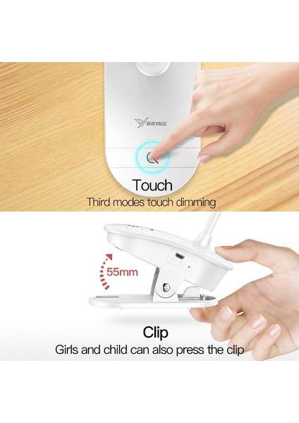 2W 18LED’LI Dokunmatik Anahtarlı 3 Kademeli Dimming Klipsli Masa Lambası Çok Renkli (Yurt Dışından) modelleri