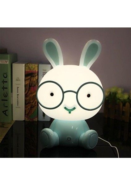 Tavşan LED 3 Modlu Karartma Dokunmatik Kontrol Başucu Lambası Mavi (Yurt Dışından)