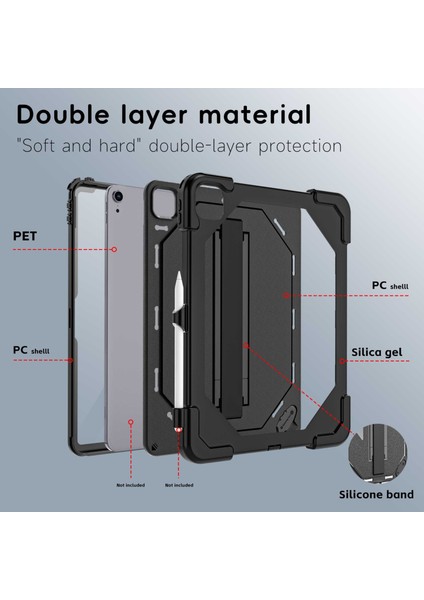 iPad Air 11 2024 / Air 2022 10.9 Siyah Için Tri-Defense Tablet Kılıfı (Yurt Dışından)