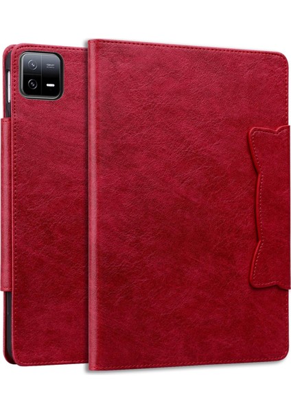Xiaomi Pad 6s Pro Kırmızı Için Kedi Toka Kılıfı (Yurt Dışından)